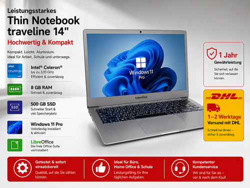 Dünnesnotebook traveline - dünnesnotebook,